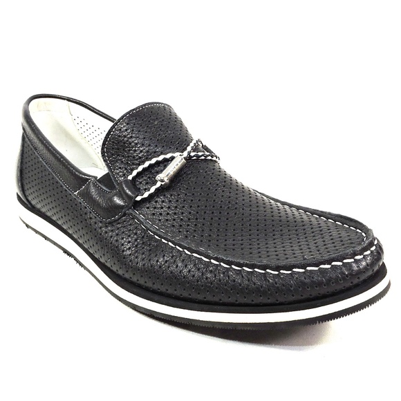 GOODMAN ?? MEN\'S BLACK SOFT LEATHER COMFORT SUMMER LOAFERS